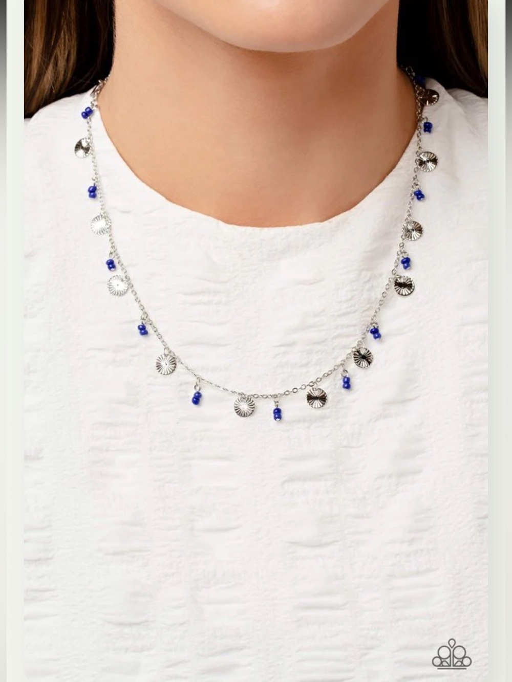 🔵🔵🔵 “SAND DOLLAR SASS” BLUE NECKLACE WITH EARRINGS ~ PAPARAZZI❗️ 🔵🔵🔵 - Picture 1 of 7
